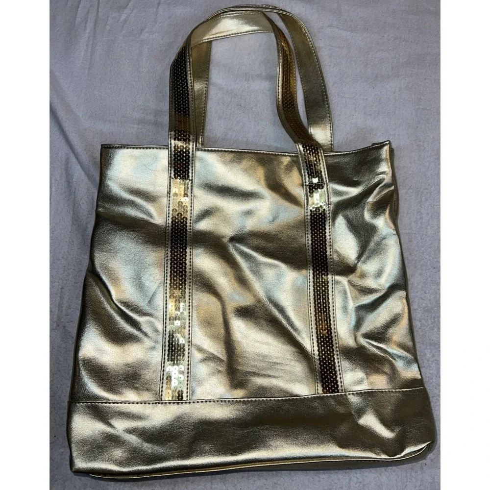 Festive / Party Bag & Purse VTG Tote Bag 2PC Set Gold Metallic Sequins‎ NWOT NEW